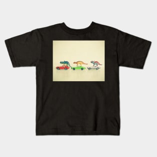 Dinosaurs Ride Cars Kids T-Shirt